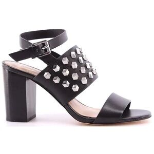 Michael Kors Valencia Black Studded Women's Block Heel Sandals Business Sz 6.5